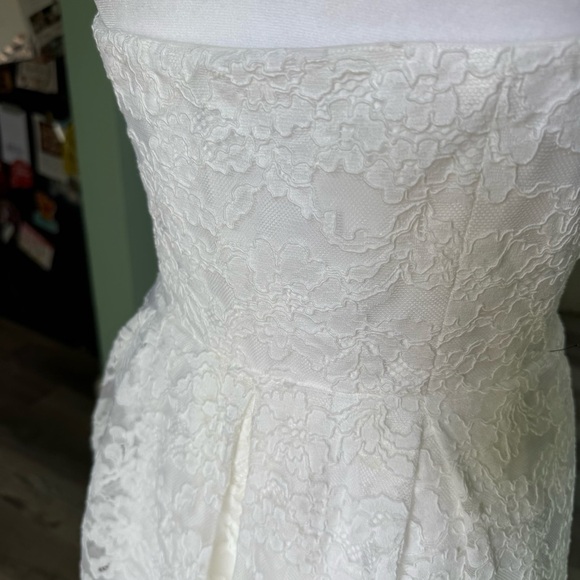 NWT Express Bridal Lace Strapless Sweetheart Dress Midi Tea Length White Size 4 - Picture 5 of 12